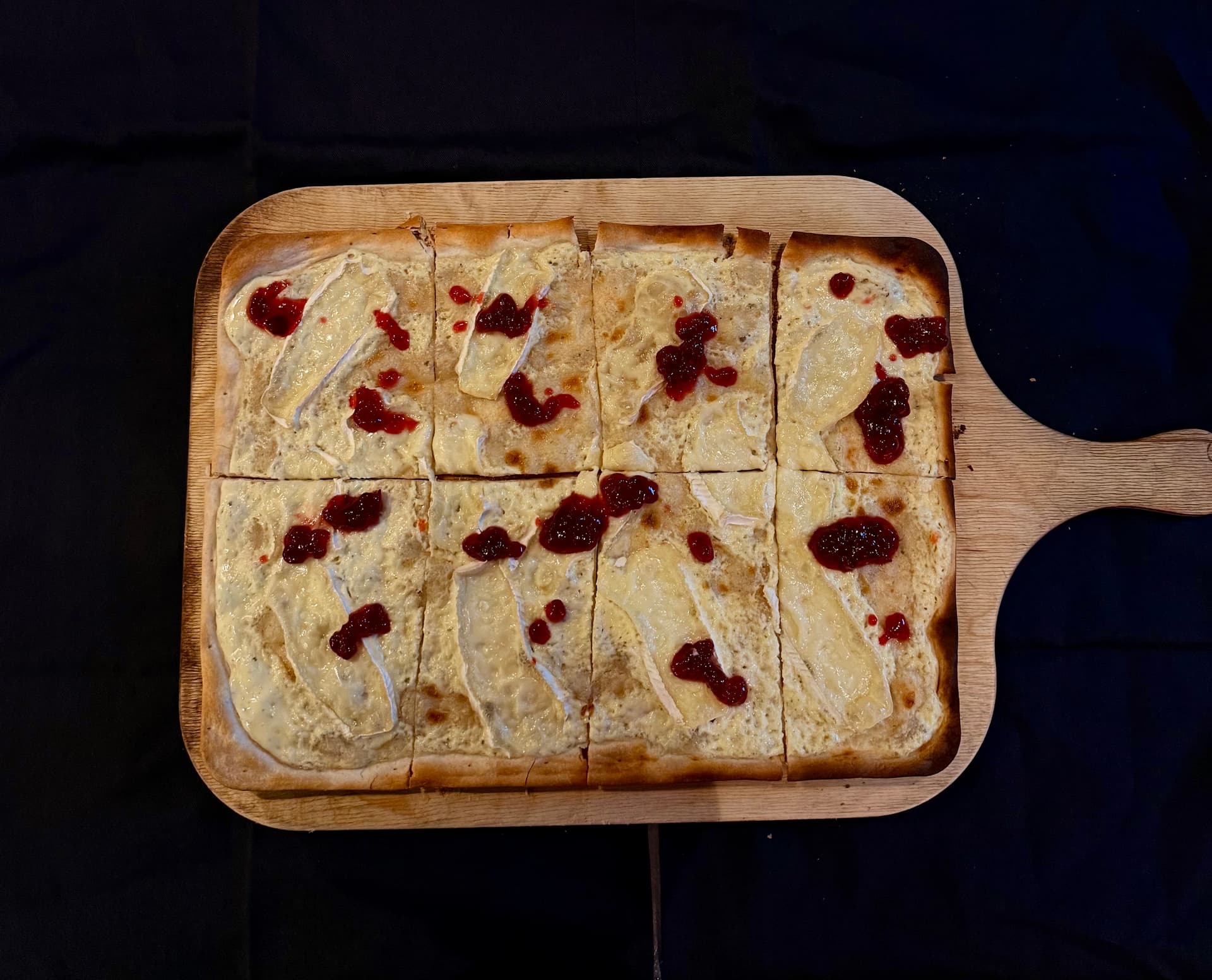 Tarte Flambée with Camembert & Cranberries